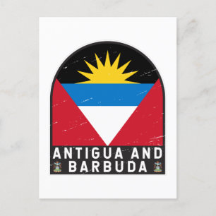 Vlag van Antigua en Barbuda Emblem Verstoorde Vint Briefkaart