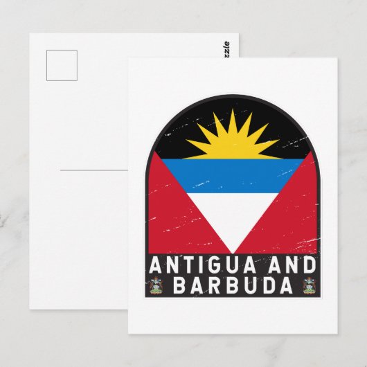 Vlag van Antigua en Barbuda Emblem Verstoorde Vint Briefkaart (Voorkant / Achterkant)