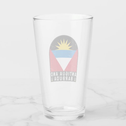 Vlag van Antigua en Barbuda Emblem Verstoorde Vint Glas (Achterkant)