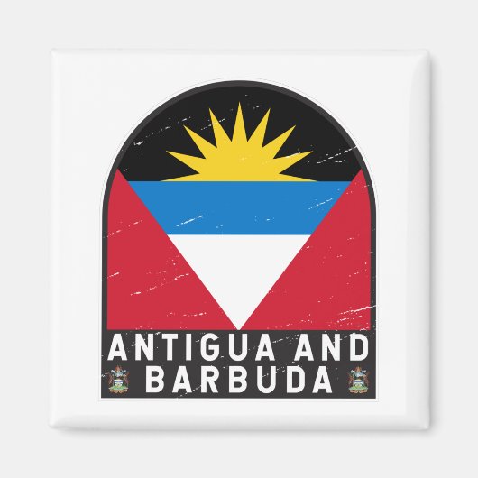 Vlag van Antigua en Barbuda Emblem Verstoorde Vint Magneet (Voorkant)