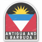 Vlag van Antigua en Barbuda Emblem Verstoorde Vint Sticker (Voorkant)