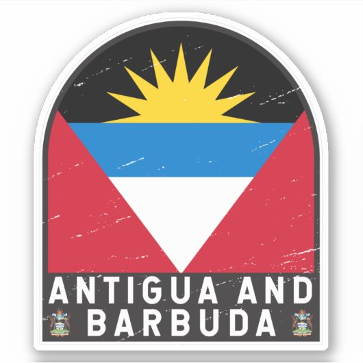Vlag van Antigua en Barbuda Emblem Verstoorde Vint Sticker (Voorkant)