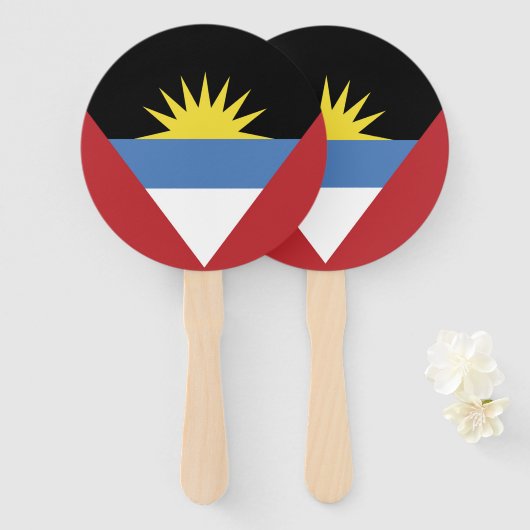 vlag van Antigua en Barbuda Handwaaier (Voorkant en achterkant)