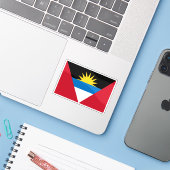 Vlag van Antigua en Barbuda Sticker (Laptop met iPhone)