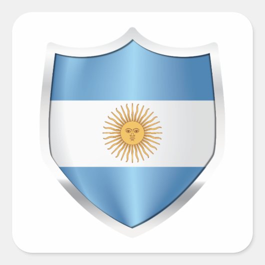 vlag van Argentina Silver Shield Vierkante Sticker (Voorkant)