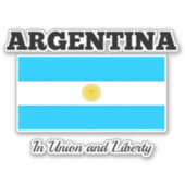 Vlag van Argentinië, gelabeld met motto Sticker (Voorkant)