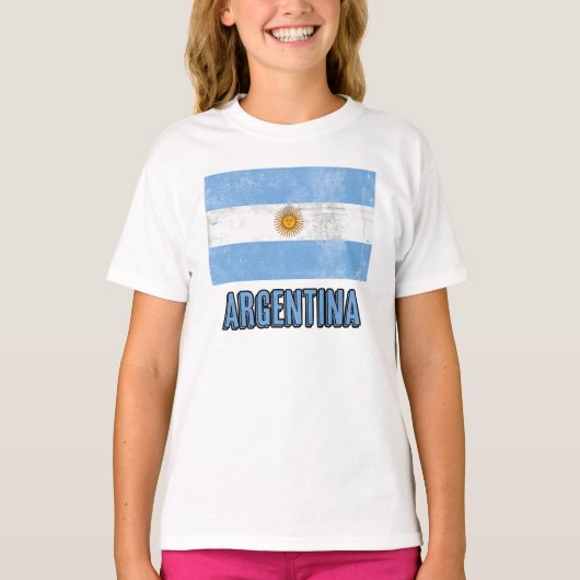 Vlag van Argentinië (Grunge look) T-shirt (Voorkant)
