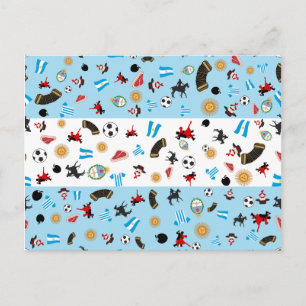 Vlag van Argentinië met beroemde pictogrammen Briefkaart