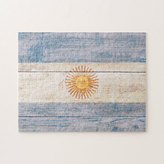 Vlag van Argentinië op hout Legpuzzel (Horizontaal)