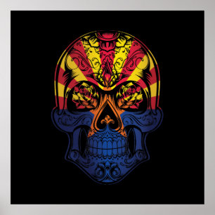 Vlag van Arizona Skull en Rozen Poster