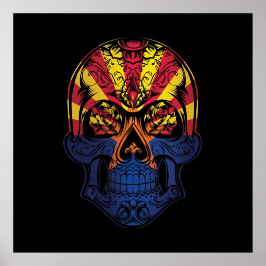 Vlag van Arizona Skull en Rozen Poster (Voorkant)