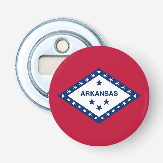 Vlag van Arkansas Button Flesopener (Voorkant)