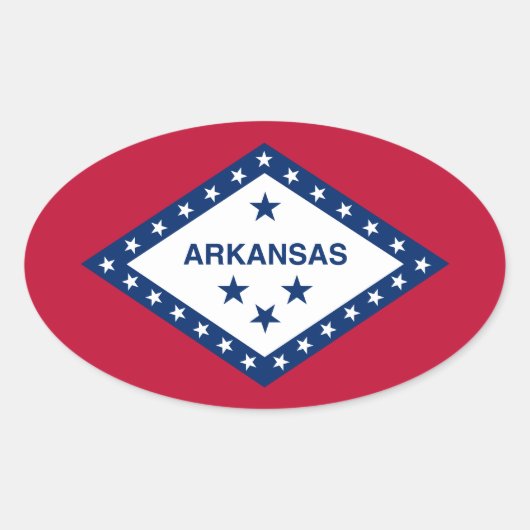 Vlag van Arkansas Ovale Sticker (Voorkant)