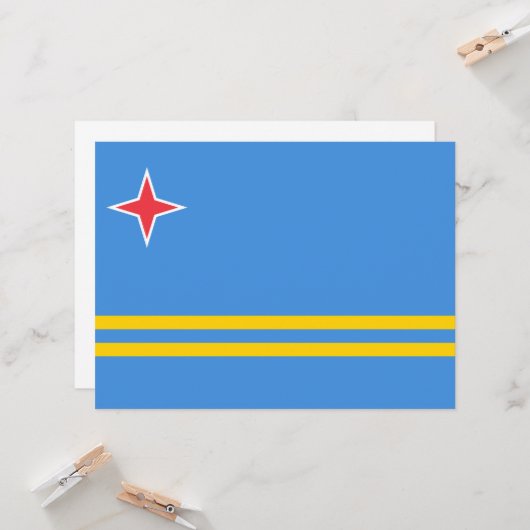 Vlag van Aruba Kaart (Voorkant / Achterkant in situ)
