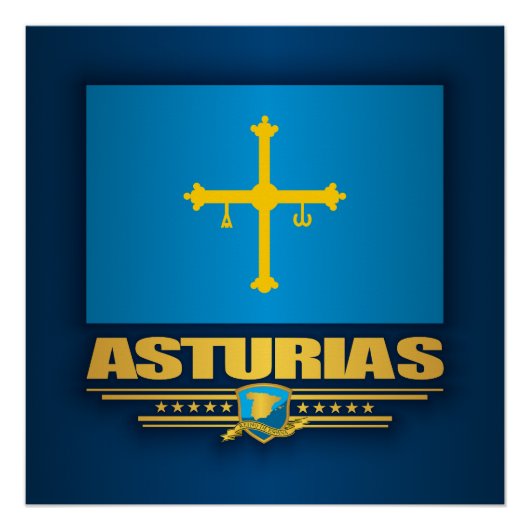 Vlag van Asturië Perfect Poster (Voorkant)