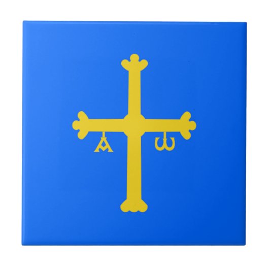 Vlag van Asturië (Spanje) Tegeltje (Voorkant)