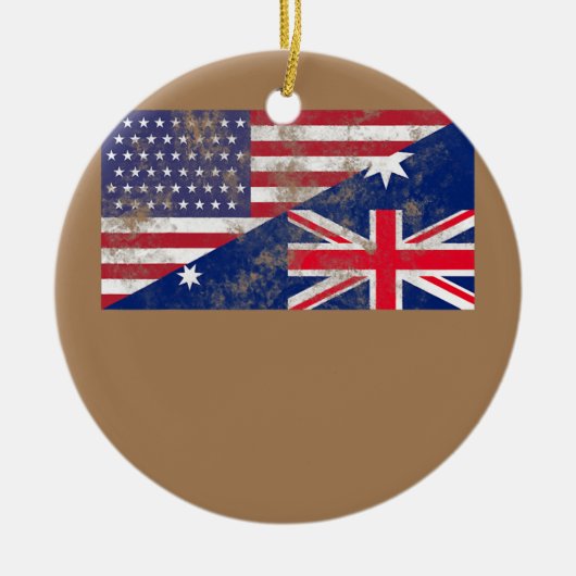 Vlag van Australië en de Verenigde Staten Keramisch Ornament (Voorkant)