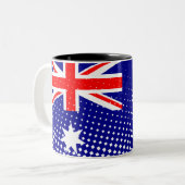 vlag van Australië met halftooneffect Tweekleurige Koffiemok (Voorkant links)