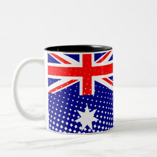vlag van Australië met halftooneffect Tweekleurige Koffiemok