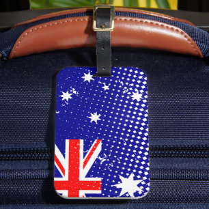 Vlag van Australië met noodlijdende halftooneffect Bagagelabel