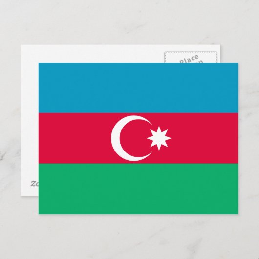 Vlag van Azerbeidzjan Blue Red Green Crescent Moon Briefkaart (Voorkant / Achterkant)