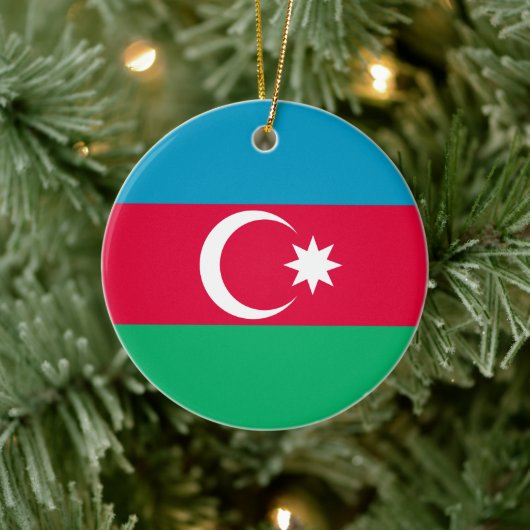 Vlag van Azerbeidzjan Blue Red Green Crescent Moon Keramisch Ornament (Boom)