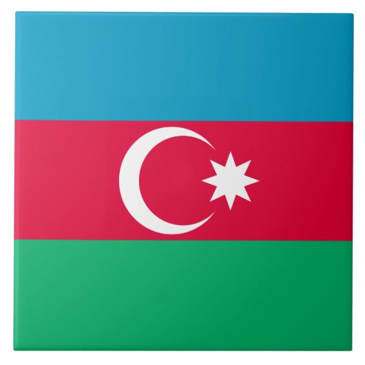Vlag van Azerbeidzjan Blue Red Green Crescent Moon Tegeltje (Voorkant)