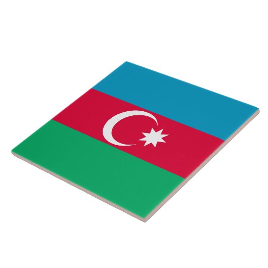 Vlag van Azerbeidzjan Blue Red Green Crescent Moon Tegeltje (Zijkant)