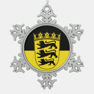 Vlag van Baden-Württemberg Snowflake Pewter Christ Tin Sneeuwvlok Ornament