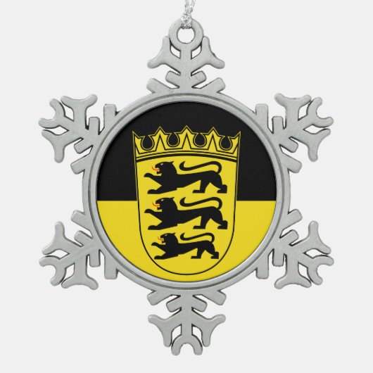 Vlag van Baden-Württemberg Snowflake Pewter Christ Tin Sneeuwvlok Ornament (Voorkant)