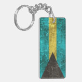 vlag van Bahama's met ouderdom en kraakbedekking Sleutelhanger (Voorkant Links)