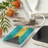 vlag van Bahama's met ouderdom en kraakbedekking Sleutelhanger (Voorkant Rechts)