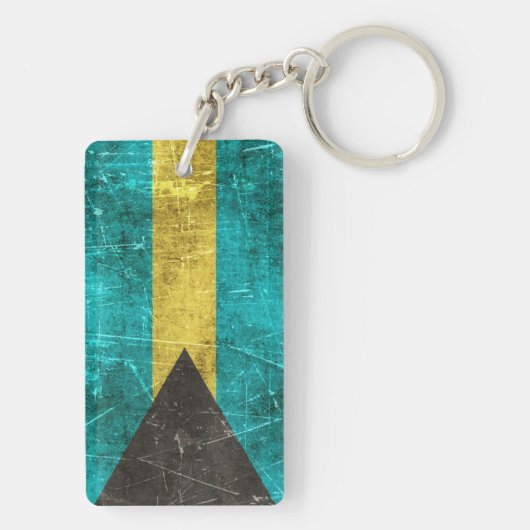 vlag van Bahama's met ouderdom en kraakbedekking Sleutelhanger (achterkant)