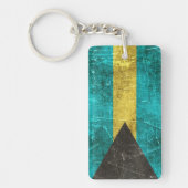 vlag van Bahama's met ouderdom en kraakbedekking Sleutelhanger (Voorkant)