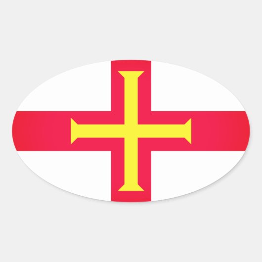 Vlag van Bailiwick of Guernsey (VK) Ovale Sticker (Voorkant)