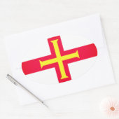 Vlag van Bailiwick of Guernsey (VK) Ovale Sticker (Envelop)