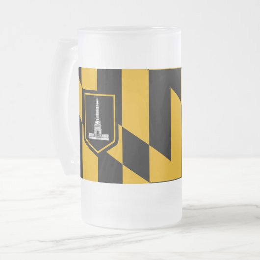 Vlag van Baltimore, Maryland Frosted Glass Beer Mo Matglas Bierpul (Voorkant links)