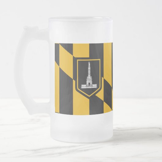 Vlag van Baltimore, Maryland Frosted Glass Beer Mo Matglas Bierpul (Links)