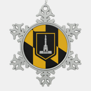 Vlag van Baltimore, Maryland Tin Sneeuwvlok Ornament