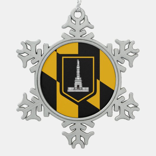 Vlag van Baltimore, Maryland Tin Sneeuwvlok Ornament (Voorkant)
