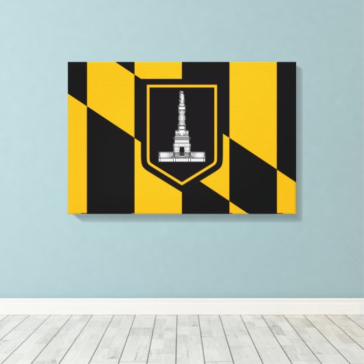 Vlag van Baltimore (Maryland, VS) Canvas Afdruk (Insitu (Houten vloer))