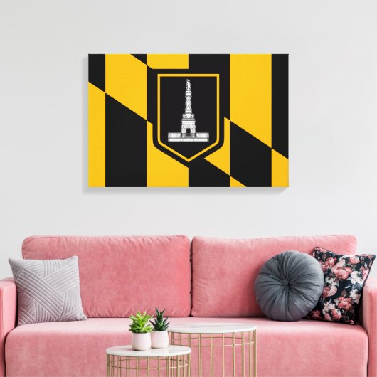 Vlag van Baltimore (Maryland, VS) Canvas Afdruk (Insitu (Woonkamer))