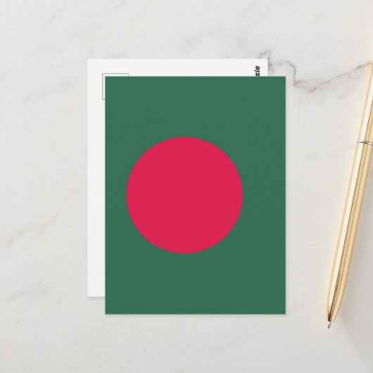 vlag van Bangladesh Briefkaart (Voorkant / Achterkant in situ)