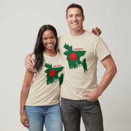 Vlag van Bangladesh in landkaart T-shirt