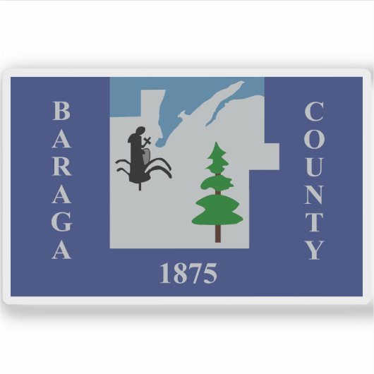 Vlag van Baraga County, Michigan Sticker (Voorkant)