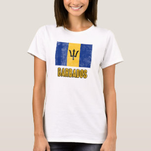Vlag van Barbados "Grunge" look. T-shirt