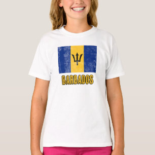 Vlag van Barbados "Grunge" look. T-shirt