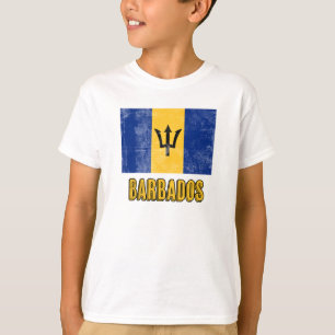 Vlag van Barbados "Grunge" look. T-shirt