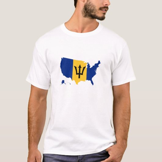 vlag van Barbados in de Verenigde Staten T-shirt (Voorkant)