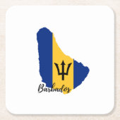 vlag van Barbados Kartonnen Onderzetters (Voorkant)
